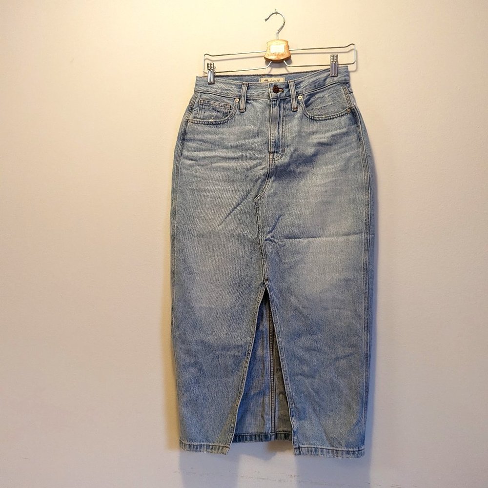 Madewell Light-blue Denim Midi Skirt, Size 26